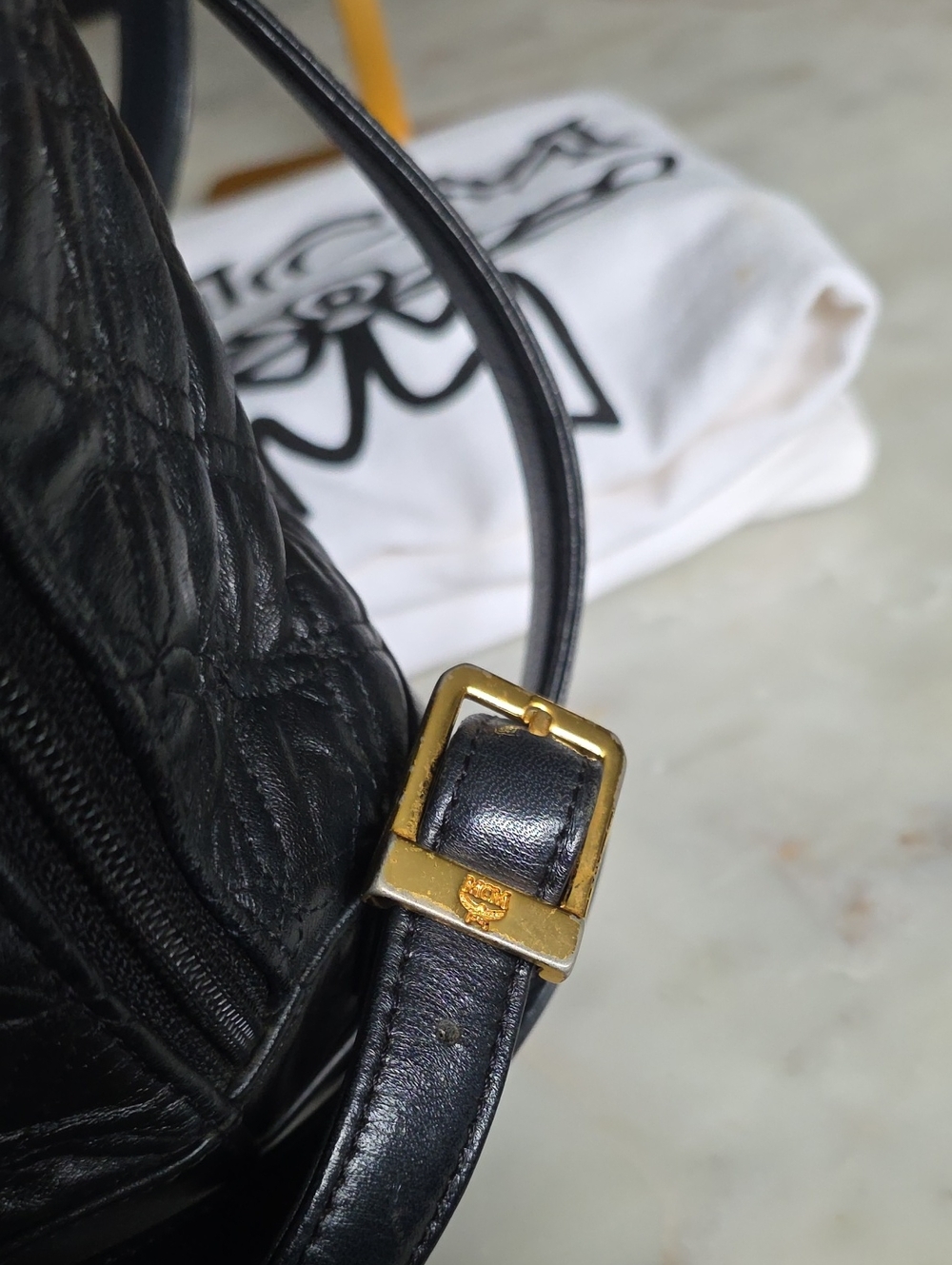 MCM Quilted Leather Black Backpack with Gold Hardware & Dustbag - Picture 9 of 16